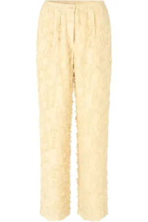 Samsøe Samsøe Broeken, Dames, , M, Polyester, Stoffige gele regular fit broek