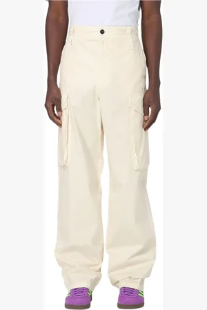 Msgm Broeken, Heren, Geel, M, Katoen, Gele Wide Leg Cargo Broek