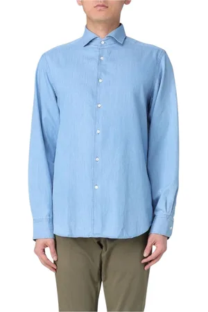 Aspesi Overhemden, Heren, Blauw, XL, Denim, Klassieke Denim Overhemd Lange Mouw