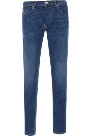 RE-HASH Jeans, Heren, Blauw, W32, Katoen, Blauwe Slim Fit Jeans met Gewassen Effect
