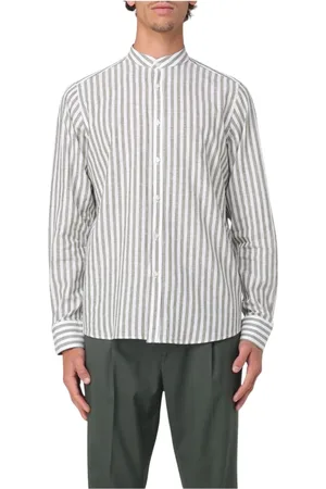 Manuel Ritz Overhemden, Heren, Veelkleurig, S, Gestreept Mandarin Kraag Shirt