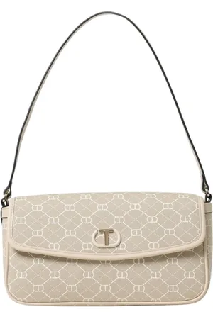 Twin-Set Tassen, Dames, , ONE Size, Witte Schoudertas met Monogram Canvas