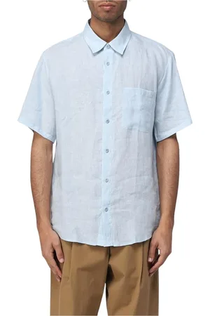 A.P.C. Overhemden, Heren, Blauw, S, Linnen, Blauw linnen overhemd voor heren