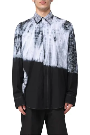 Msgm Overhemden, Heren, Veelkleurig, XL, Katoen, Zwarte Tie Dye Shirt voor Mannen