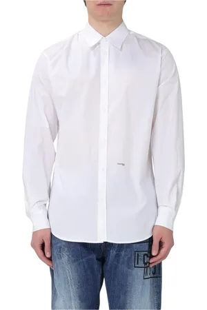 Dsquared2 Overhemden, Heren, Wit, XL, Katoen, Witte Poplin Overhemd Stijlvolle Herenmode