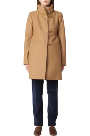 FAY Mantels, Dames, Bruin, L, Wol, Elegante Wollen Jas voor Vrouwen