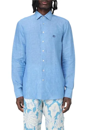 Etro Overhemden, Heren, Blauw, M, Linnen, Klassieke Blauwe Linnen Overhemd