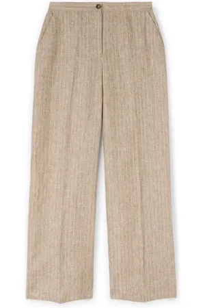 Motivi Broeken, Dames, , 2Xl, Linnen, Gestreepte linnen palazzo broek