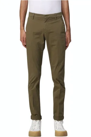 Dondup Broeken, Heren, Groen, W30, Katoen, Klassieke Blauwe Slim Fit Chino