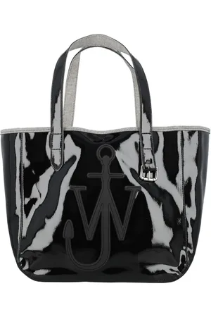 J.W.Anderson Tassen, Dames, Zwart, ONE Size, Denim, Zwarte Gecoate Denim Tote Bag