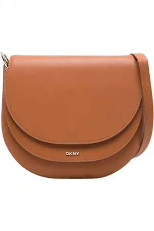 DKNY Tassen, Dames, Bruin, ONE Size, Leer, Leren Schoudertas