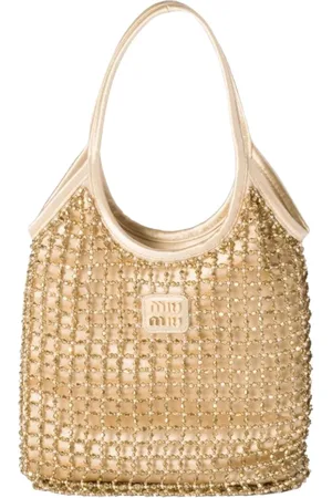 Miu Miu Tassen, Dames, , ONE Size, Leer, Platinum Beaded Schoudertas