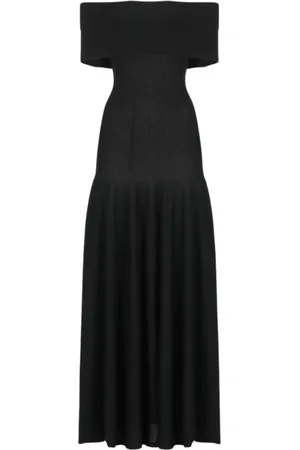 Khaite Kleedjes, Dames, Zwart, S, Nylon, Chique Zwarte Midi Jurk