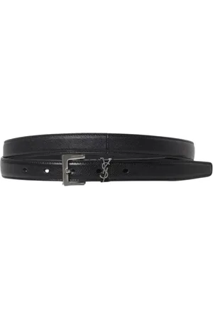Saint Laurent Accessoires, Heren, Zwart, 100 CM, Leer, Zwart Leren Gesp Riem