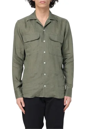 TAGLIATORE Overhemden, Heren, Groen, 2Xl, Linnen, Linnen Overhemd Relaxte Pasvorm