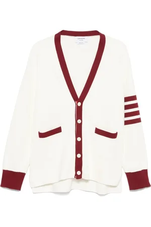 Thom Browne Truien, Heren, Veelkleurig, M, Witte Trui met Knopen en Zakken
