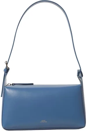 A.P.C. Tassen, Dames, Blauw, ONE Size, Leer, Blauwe Schoudertas Ritssluiting