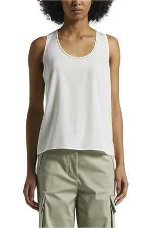 PESERICO SIGN Tops, Dames, Wit, 3Xs, Zijden crepe de chine U-hals top