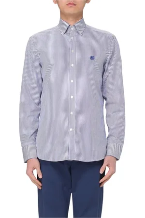 Etro Overhemden, Heren, Blauw, XL, Katoen, Klassieke Gestreepte Overhemd