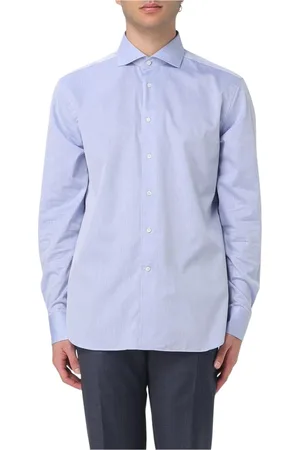 corneliani Overhemden, Heren, Blauw, L, Katoen, Blauw Overhemd voor Mannen