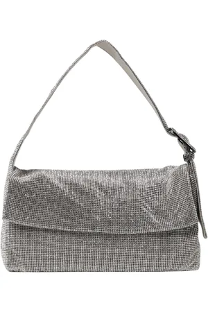 BENEDETTA BRUZZICHES Tassen, Dames, Grijs, ONE Size, Zilveren Crystal Mesh Schoudertas