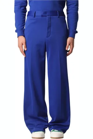 Msgm Broeken, Heren, Blauw, M, Katoen, Blauwe Wide Leg Broek voor Mannen