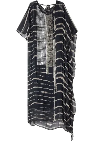 Mes Demoiselles Kleedjes, Dames, Veelkleurig, S, Gedrukte Caftan Jurk met Sieradenversieringen
