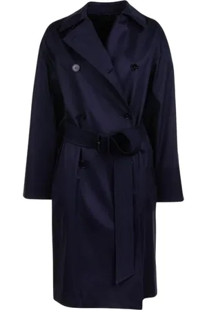 Max Mara Mantels, Dames, Blauw, M, Elegante Blauwe Trenchcoat