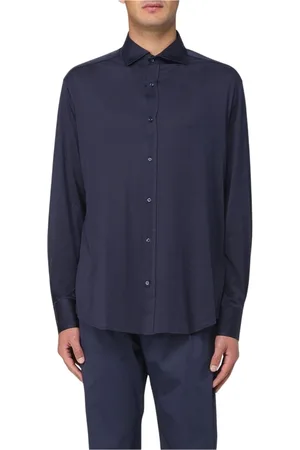 Brunello Cucinelli Overhemden, Heren, Blauw, XL, Katoen, Blauw Katoenen Overhemd met Lange Mouwen