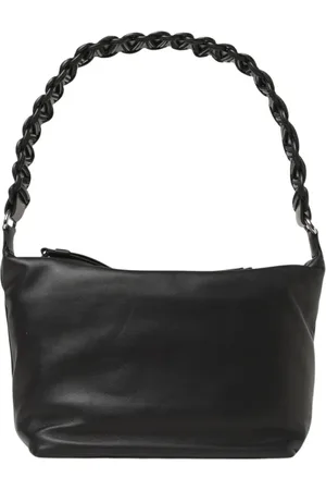 KARA Tassen, Dames, Zwart, ONE Size, Leer, Gevlochten Leren Schoudertas