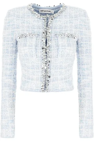 Self-Portrait Truien, Dames, Blauw, M, Polyester, Stijlvolle Jassen & Vesten Collectie