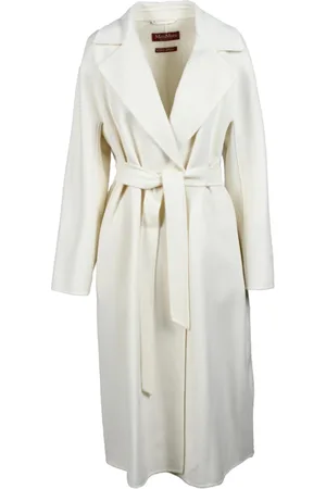 Max Mara Mantels, Dames, Wit, M, Wol, Wol Zijde Kasjmier Ceintuurjas