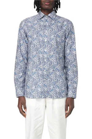 Etro Overhemden, Heren, Blauw, 4Xl, Katoen, Blauwe Paisley Print Overhemd