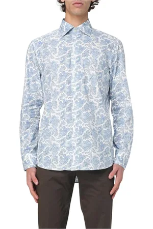 Etro Overhemden, Heren, Blauw, M, Katoen, Blauw Paisley Print Overhemd