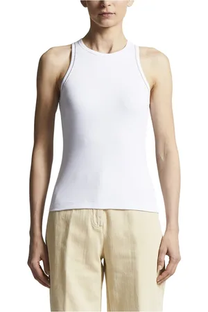 PESERICO SIGN Tops, Dames, Wit, XS, Micro rib stretch jersey top