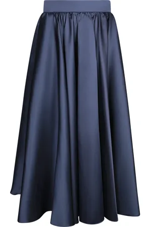 BLANCA Rokken, Dames, Blauw, L, Satijn, Blauwe Satijnen Midi Rok Elegante Stijl