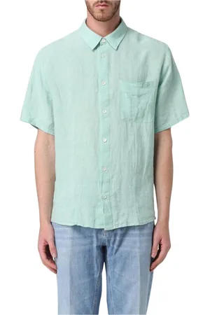 A.P.C. Overhemden, Heren, Groen, M, Linnen, Mint Linnen Overhemd Relaxte Pasvorm