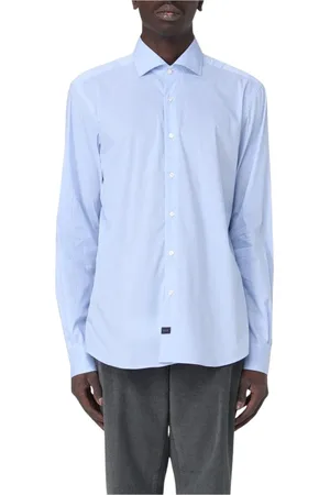 FAY Overhemden, Heren, Blauw, M, Multicolor Stijlvol Overhemd Lange Mouwen