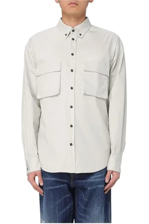 Dsquared2 Overhemden, Heren, Wit, L, Katoen, Witte Shirt met Lange Mouwen en Zakken