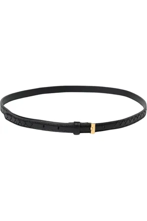 Bottega Veneta Accessoires, Dames, Zwart, 75 CM, Zwarte Leren Intrecciato Riem