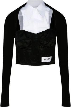 Dolce & Gabbana Tops, Dames, Zwart, M, Katoen, Zwarte katoenen bustier shirt