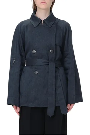 FAY Mantels, Dames, Zwart, S, Linnen, Witte Trenchcoat met Riem
