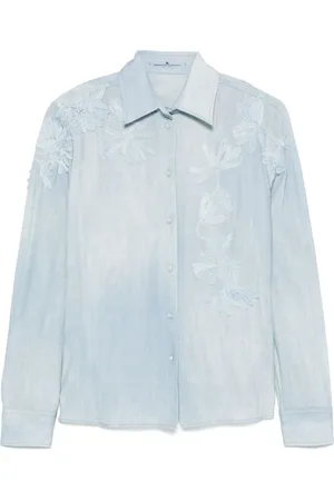 ERMANNO SCERVINO Blouses & Shirts, Dames, Blauw, S, Heldere Blauwe Klassieke Kraag Shirt