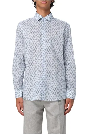 Etro Overhemden, Heren, Blauw, XL, Katoen, Blauwe Paisley Print Overhemd