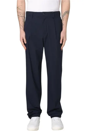 Tommy Hilfiger Broeken, Heren, Blauw, W34, Blauwe Relaxte Fit Plooibroek