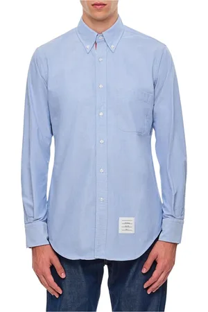 Thom Browne Overhemden, Heren, Blauw, L, Katoen, Klassieke Overhemd Lange Mouw