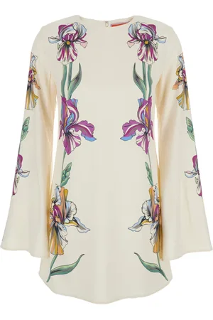 La DoubleJ Kleedjes, Dames, Wit, S, Bloemen Swing Mini Jurk in Wit