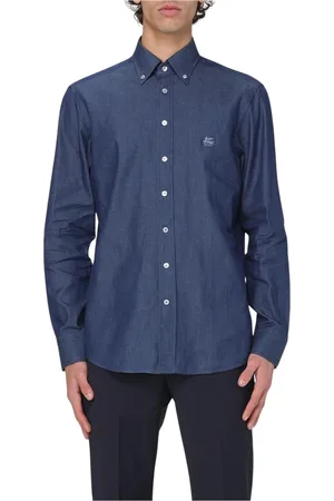 Etro Overhemden, Heren, Blauw, 3Xl, Katoen, Blauwe Lange Mouw Knoopshirt