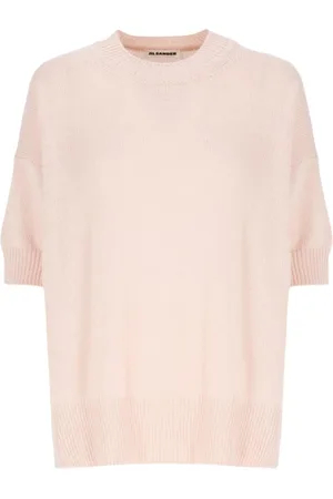 Jil Sander Truien, Dames, Roze, L, Kasjmier, Roze Geribbelde Gebreide Trui