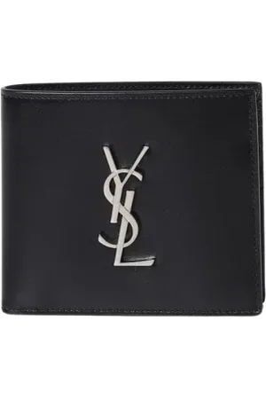 Saint Laurent Accessoires, Heren, Zwart, ONE Size, Leer, Klassieke Leren Bi Fold Portemonnee